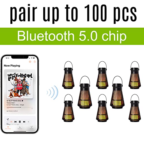 Outdoor Bluetooth Speakers Portable Wireless Pairing Multiple,10W Loud Speakers,LED Flickering Flame Tiki Torch Bluetooth Speakers,Outdoor Speakers Bluetooth Waterproof Lantern Decor for Patio,2 Pack